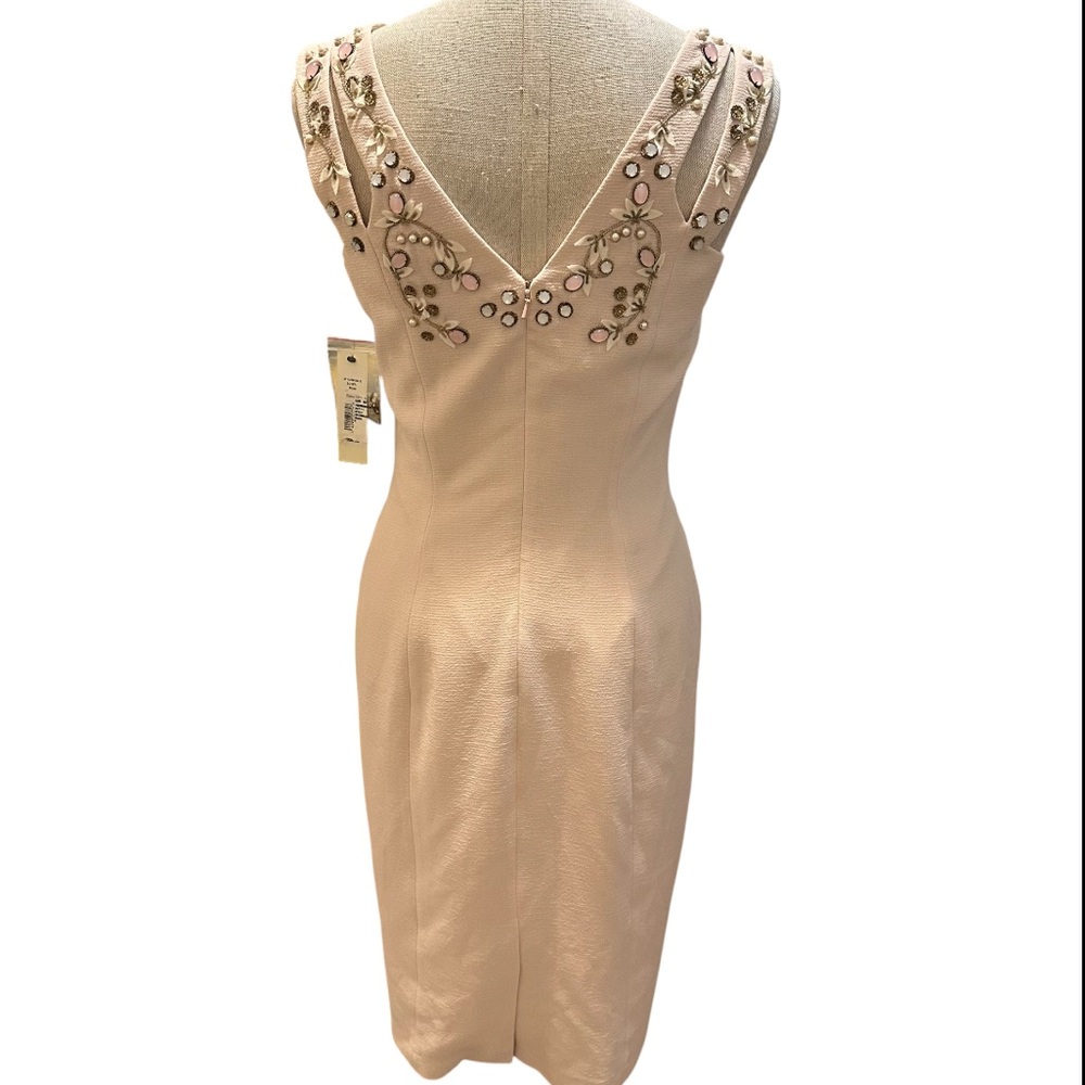 Badgley Mischka Blush Embellished Midi Dress size 6 - Picture 2 of 7